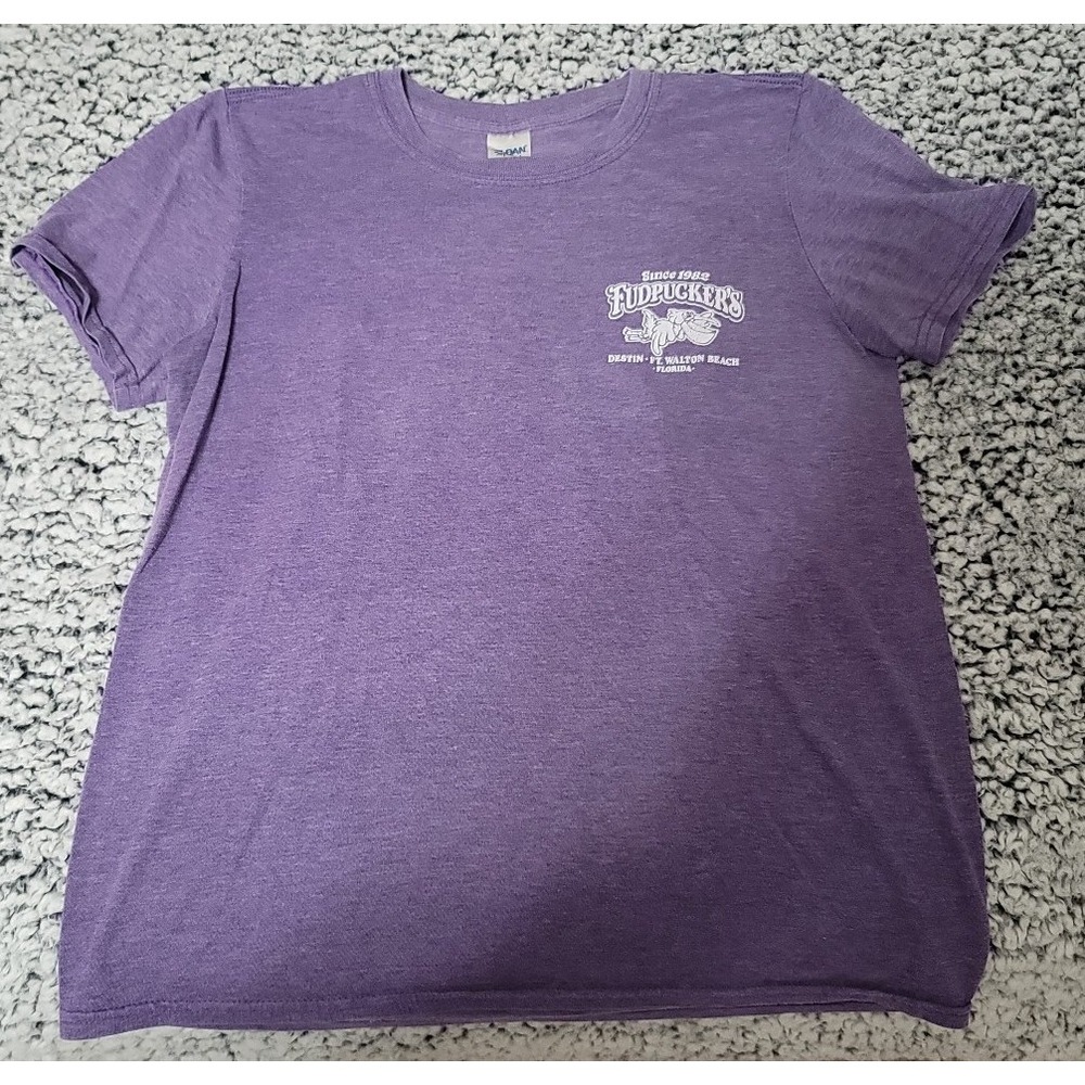 FUDPUCKER'S distressed purple t-shirt size Small